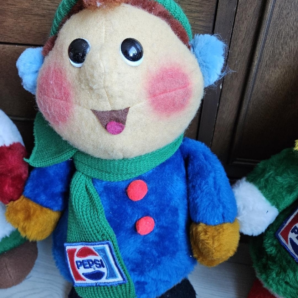 Pepsi Plush Toy with Blue Coat and Green Scarf